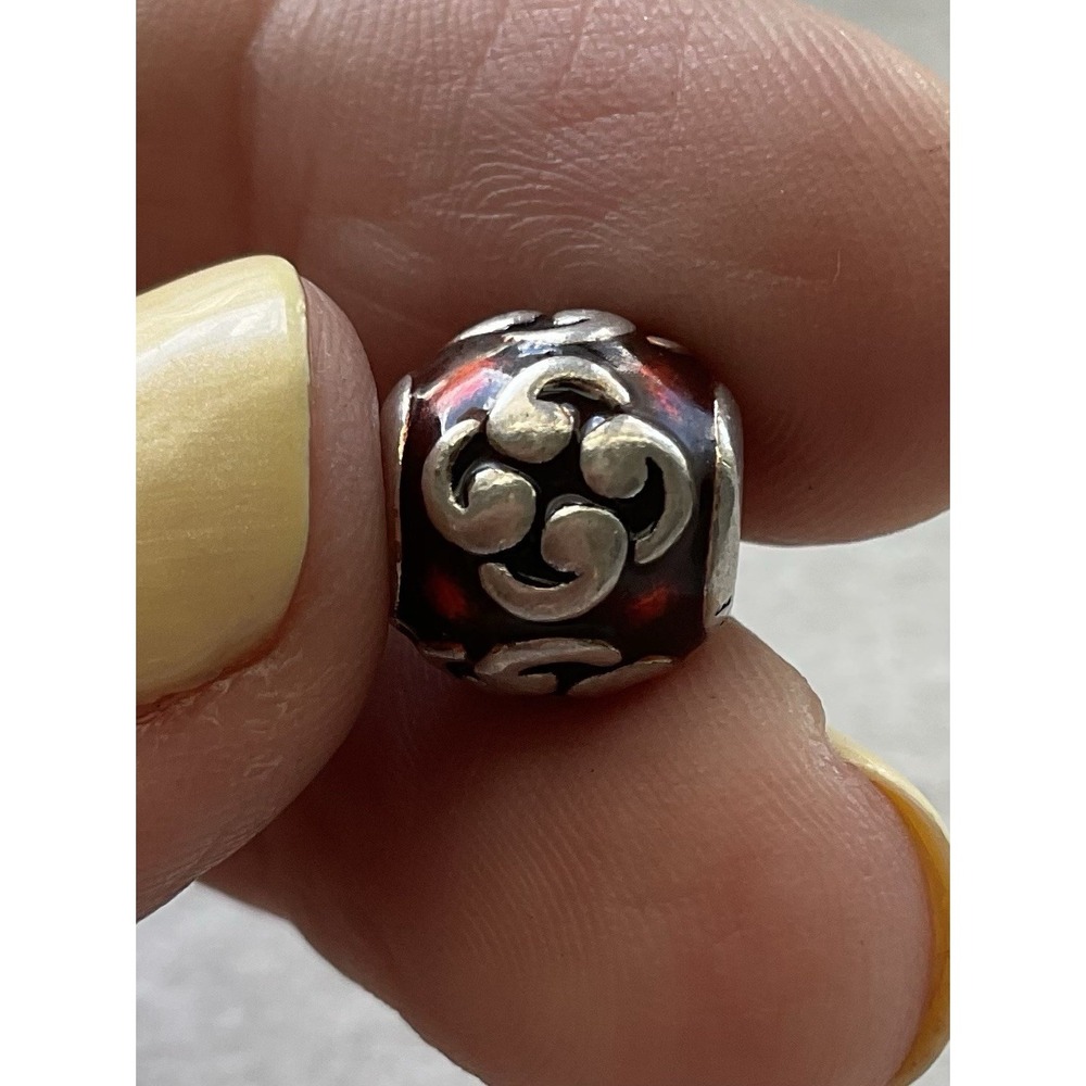 retired Pandora Sterling Silver Red Enamel Zen Bead Charm ALE 925